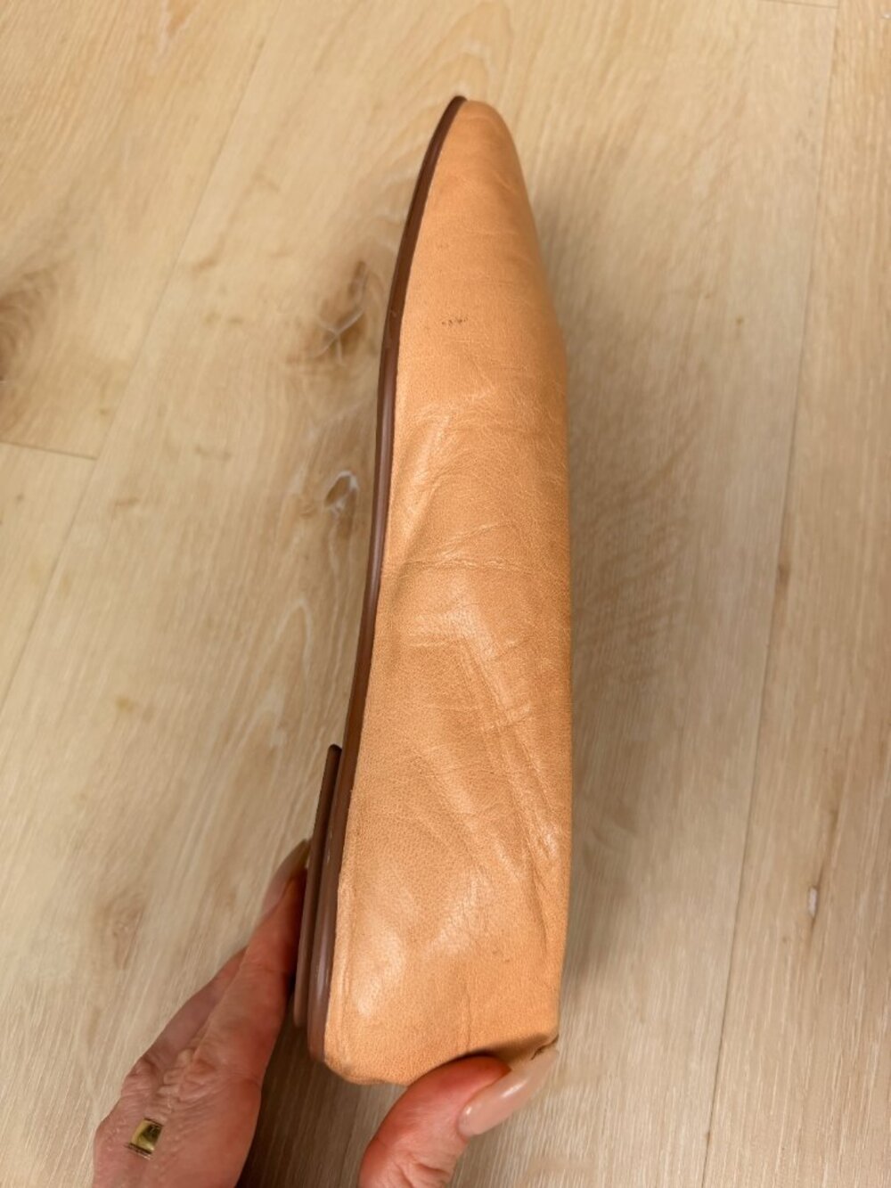 Jeffrey Campbell Fathom Square Toe Leather Ballet Flats Apricot Tan 8.5 - Picture 6 of 10